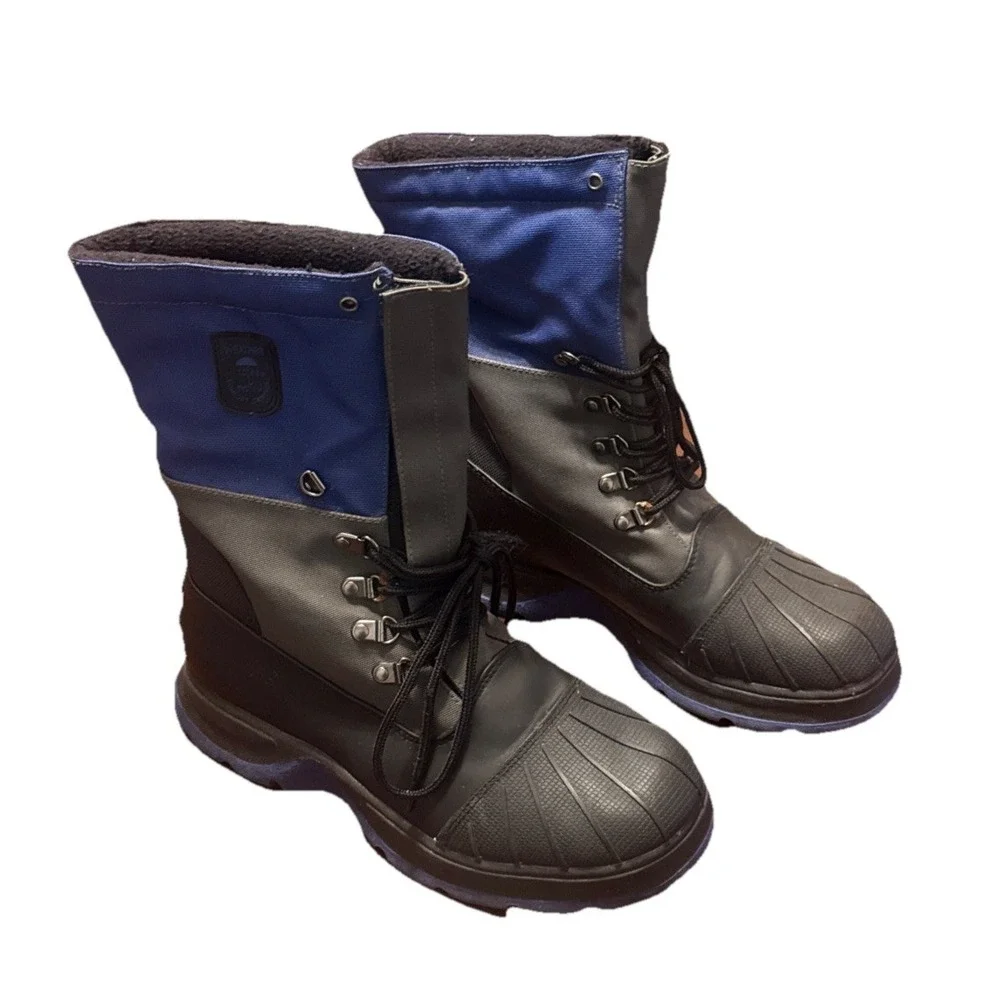 Totes Weather System Men's 8 Winter Snow‎ Boots Black Blue Insulated Waterproof